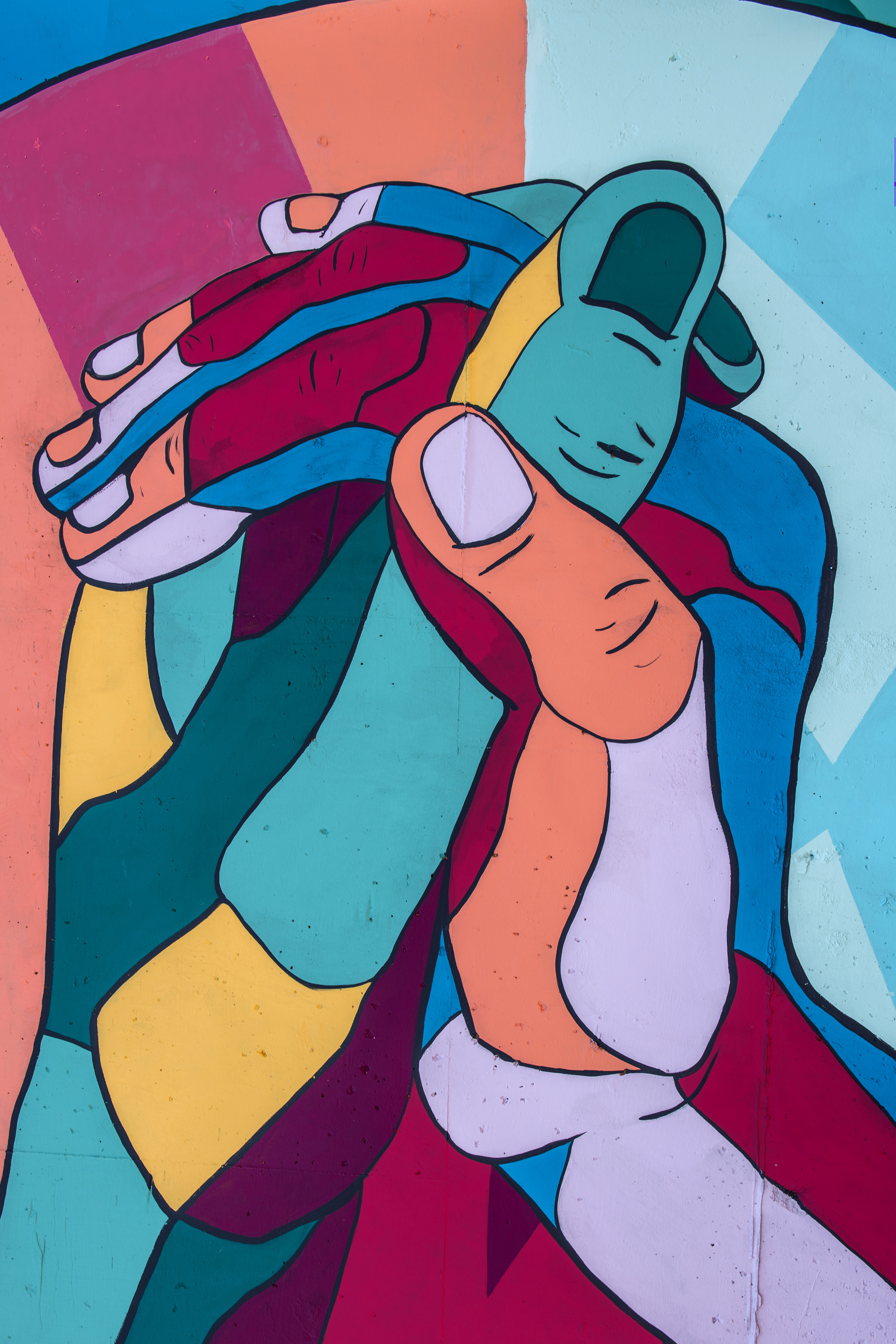 Colorful Hands holding together.