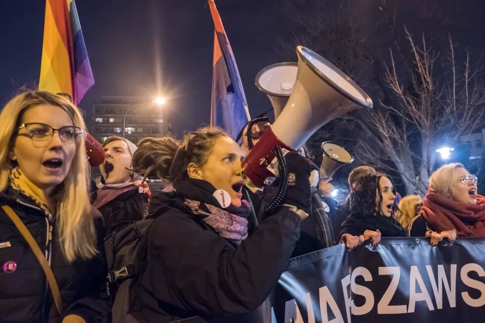 women's day protest in Warsaw, Poland