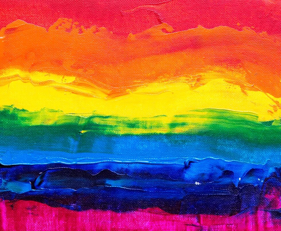 rainbow colors on canvas