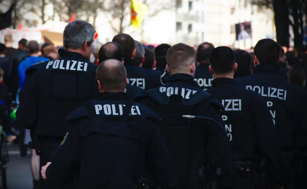 group of police from behind