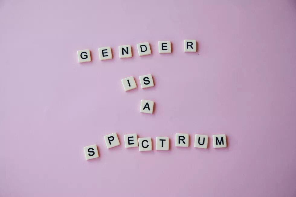 Perlen mit Buchstaben, die den Satz "Gender is a spectrum" bilden