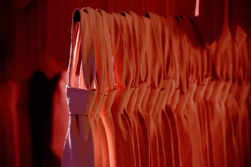 2000 Ties. Installation to the unreported perpetrators of sexual violence pink ties
