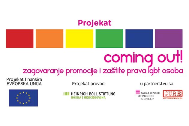 six squares in rainbow-colours plus the Logos of the cooperators and the main sponsor- EU