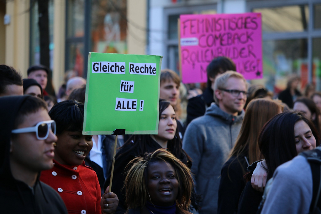 Die Forderung nach gleichen Rechten für alle beim Frauen*kampftag Die Forderung nach gleichen Rechten für alle beim Frauen*kampftag